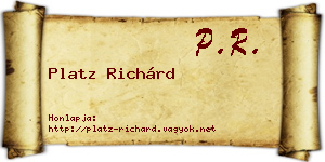 Platz Richárd névjegykártya